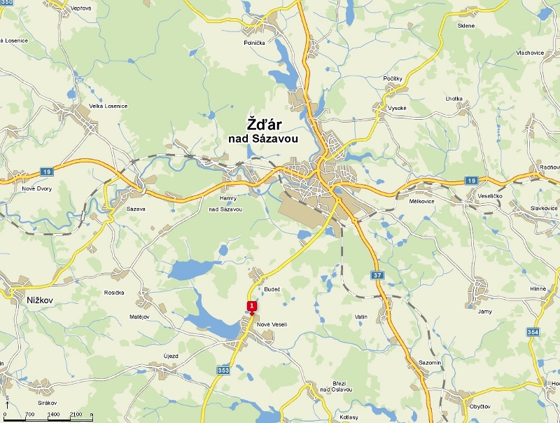 Mapa Žďár n.S.
